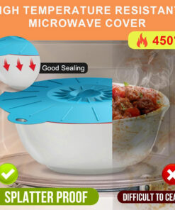 Five sizes of silicone suction lids displayed side by side