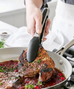 Cooking utensils set includes ladle, slotted spoon, pasta server, and more