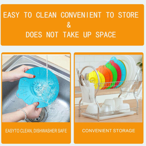 Silicone lid used as microwave splatter cover on food container
