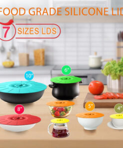 Silicone lid covering a bowl to prevent splatter or spills