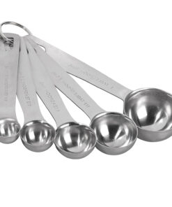 Stainless steel measuring spoon with 15ml capacity placed on white background