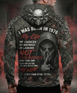 "My Life - Not Your Business" Grim Reaper Skull (1976)  - Personalized Birthday Edition