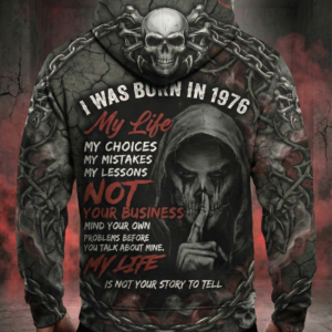 "My Life - Not Your Business" Grim Reaper Skull (1976)  - Personalized Birthday Edition